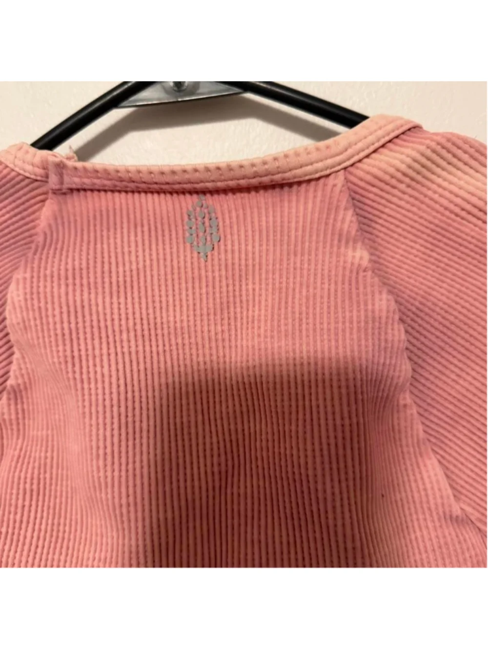 Free People Movement ribbed cropped long sleeve top in a pretty dusty pink/rose